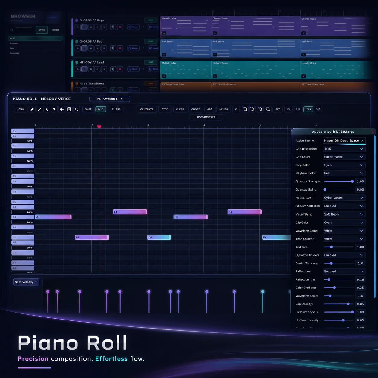 HyperION DAW piano roll editor; editorial image for 14 NKS instruments that will change the way you create music